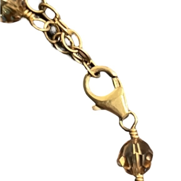 Lori Lori 14K Gold Vermeil Champagne Swarovski Crystal Lariat Necklace - Picture 9 of 11